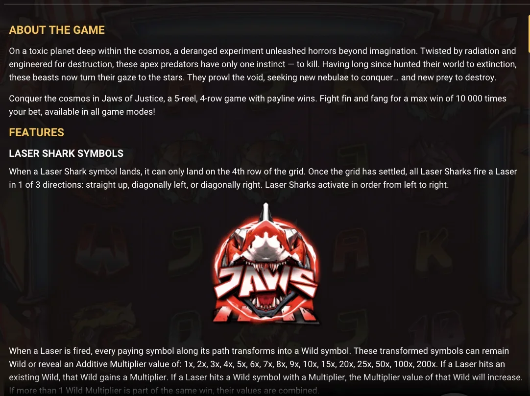 Jaws of Justice - Killer Cosmos Bonus Game